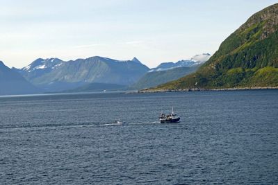 Fishing trawler headed out for the day in the Norwegian Sea
