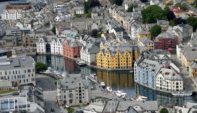 Brosundet Canal in Alesund, Norway