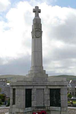 Lerwick War Memorial bears the names of Lerwick residents killed in WWI & WWII