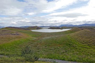 Pseudo craters in Lake Myvatn were formed when a lava flow over-runs a wet landscape