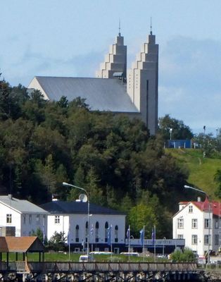 The Akureyri Church (1940) is the symbol of Akureyri, Iceland