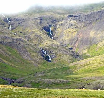 Many small waterfalls outside Grundarfjordur, iceland