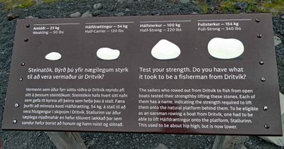 Four lifting stones are in Djúpalónssandur used by fishermen to test their strength were named