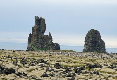 Lóndrangar is a pair of volcanic rocks named Christian pillar and Pagan pillar
