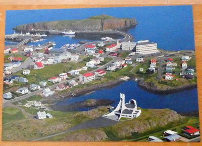 Aerial photo of Stykkishólmur, Iceland and Stykkishólmur Church