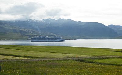 Island Princess anchored in Grundarfjordur Harbor, Iceland