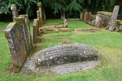 Viking Hogback Stone (grave marker) from 1260 in Luss Parish Church Cemetery