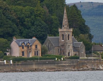 St Columba's Church (1859) is a Church of Scotland on the shore Holy Loch