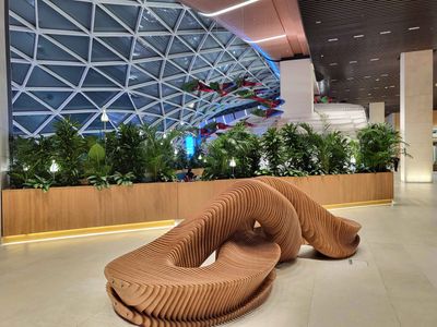 Parametric bench in Al Mourjan Business Lounge at Hamad International Airport