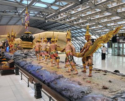 'Churning of the Milk Ocean' sculpture in Bangkok International Airport