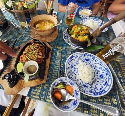 Cambodian lunch served family style