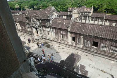 Looking down on the third level of Angkor Wat from the Main Temple