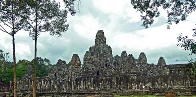 Bayon Temple (12th Century) is located right in central axis of Angkor Thom city