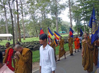 Monks leading a pilgrimage near Bayon Temple