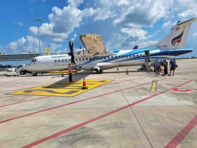 Our plane back to Bangkok, Thailand from Cambodia