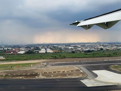 Hazy Bangkok skyline from the Bangkok International Airport
