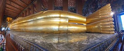 Reclining Buddha at Wat Pho is 151 feet long