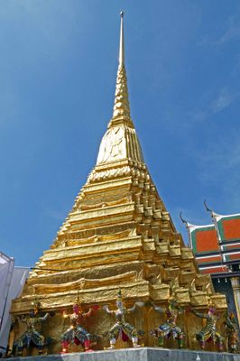 One of two gilded stupas in the Grand Palace complex