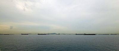 Ships anchored outside of Singapore