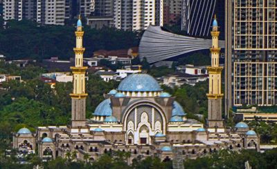 Federal Territory Mosque in Kuala Lumpur viewed from KL Tower