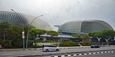 Esplanade - Theatres on the Bay in Singapore are designed to look like giant Durian fruit