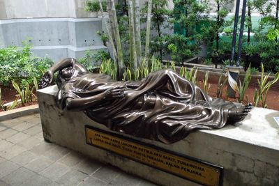 Jakarta Cathedral's version of 'Homeless Jesus'