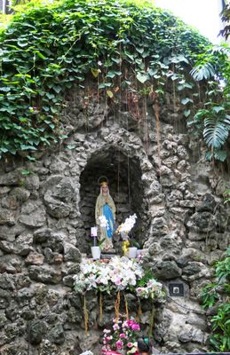 The grotto of the Jakarta Cathedral has a rock from the actual grotto location where Our Lady of Lourdes appeared