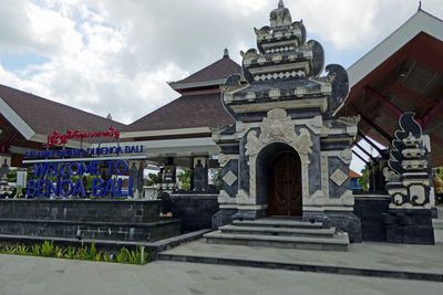 Entrance to a pavilion outside the port building in Benoa, Bali
