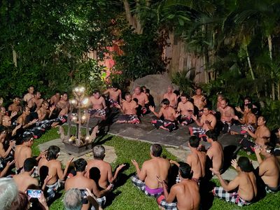 Sound for Balinese Kecak is provided by men chanting and swaying in trance-like rhythm