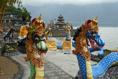 Dragon fountains at Balinese Hindu temple Ulun Danu Beratan