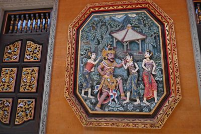 Decoration on wall of modern Balinese house