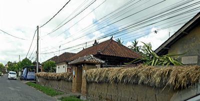 Dried rice stalks on a fence in Ubud, Bali