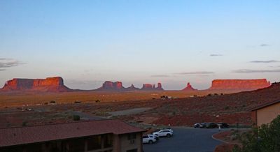 Late afternoon sun on Monument Valley from our balcony