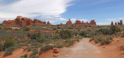 The view going back up Double Arch Trail in Arches National Park