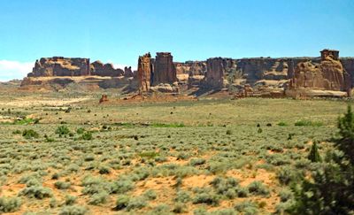 Driving through Arches National Park