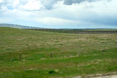 Miles & miles of snow fence on the plains of Wyoming
