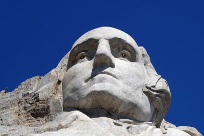 Looking up a George Washington from the Presidential Trail at Mount Rushmore