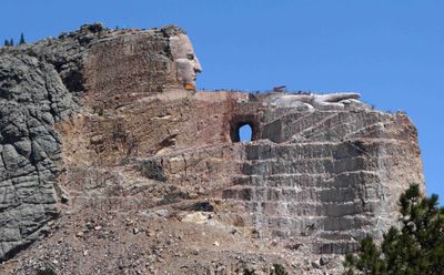 The face of Crazy Horse was completed in 1998 and is 27.5 feet taller than faces on Mount Rushmore