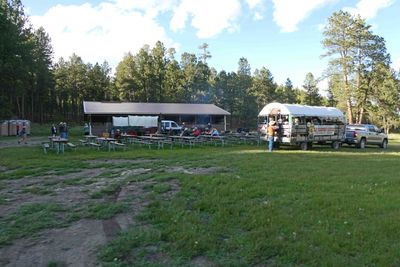 Arriving at a Chuck- wagon dinner in Custer State Park