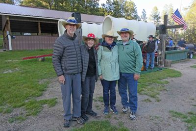 Bill, Susan, Sue, and Jim waiting for Chuck-wagon Dinner