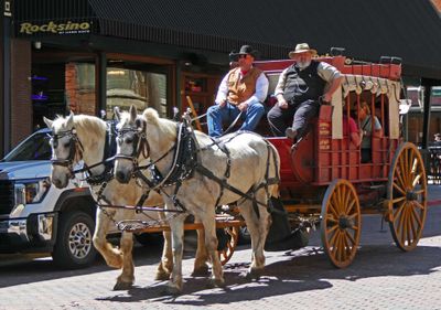 Stagecoach tour in front of Rocksino Casino in Deadwood, SD