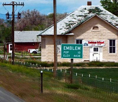 Driving through Emblem, WY, population 10