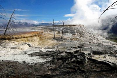 Travertine mounds in Yellowstone at Mammoth Hot Springs