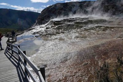 Black Travertine Terrace in Mammoth Hot Springs in Yellowstone