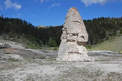 'Liberty Cap' (named is 1871) is a travetine deposit built up by a now dormant hot spring