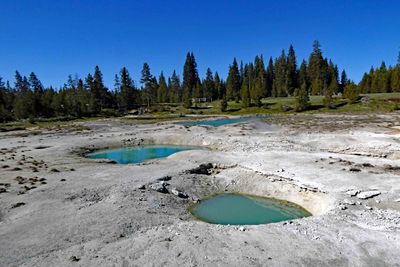 Painted pools in West Thumb Geyser Basin in Yellowstone