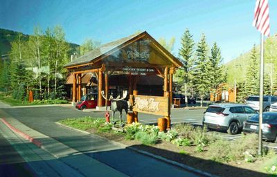 Arriving at the Rustic Inn Creekside Resort and Spa, Jackson, WY