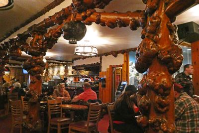 Burled, longpole pine wood in the Million Dollar Cowboy Bar