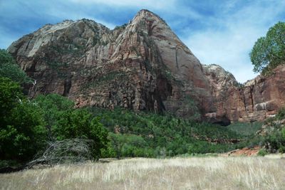 Lady Mountain towers 2700 feet above Zion Lodge and the canyon floor