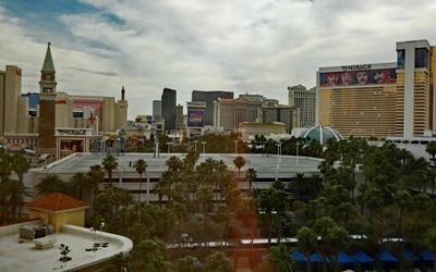 View of Las Vegas Strip from our room in Treasure Island